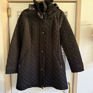 Calvin Klein Quilted Black Hooded Coat